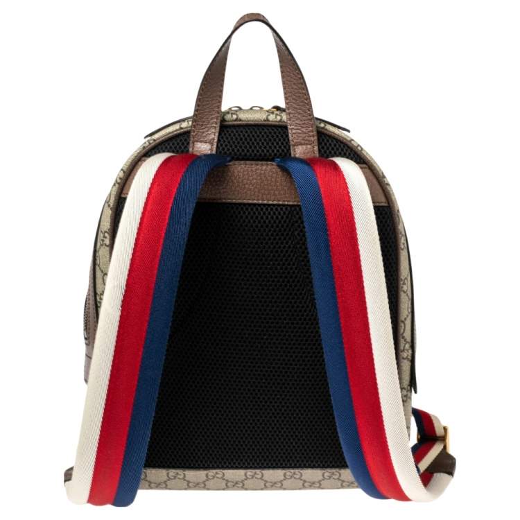مملوكة مسبقًا Gucci Red/Beige GG Supreme and Leather Bosco Backpack