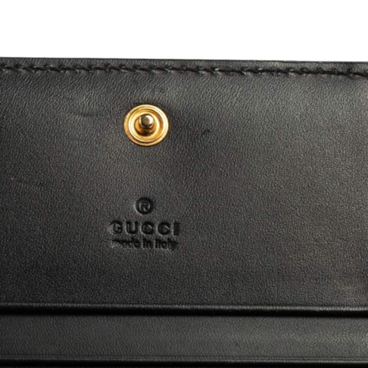 Pre Owned Gucci Black Guccissima Leather Card Case