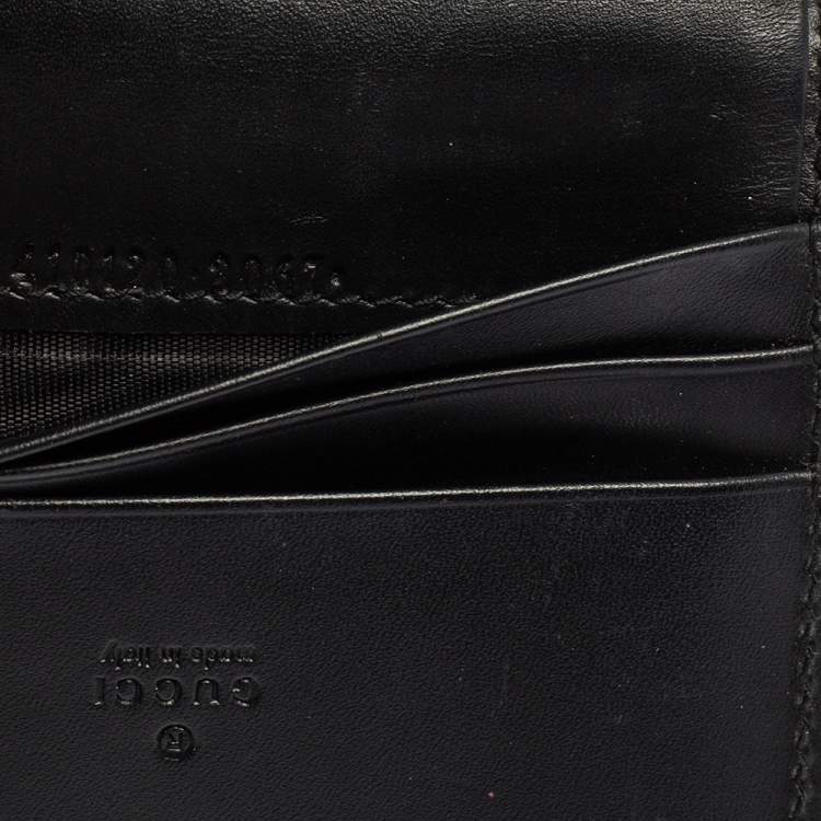 Pre Owned Gucci Black Guccissima Leather Card Case