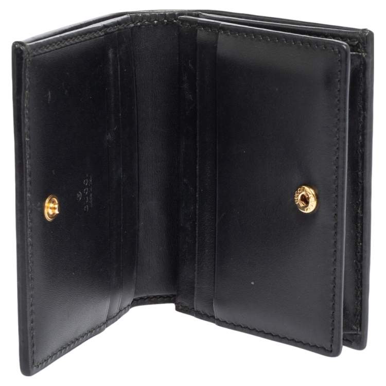 Pre Owned Gucci Black Guccissima Leather Card Case