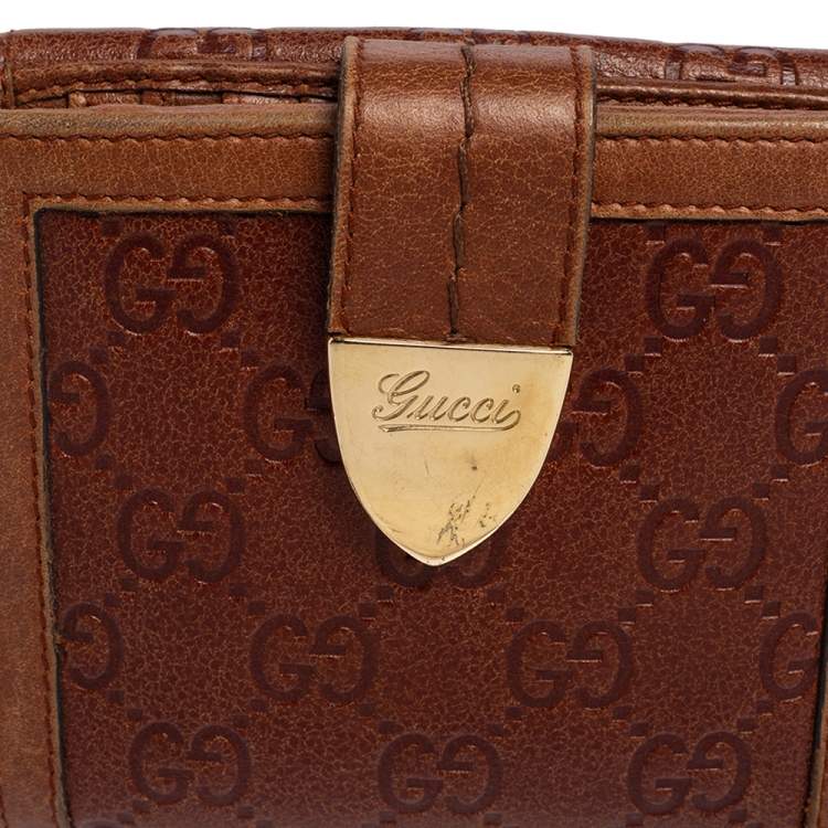 Pre Owned Gucci Brown Guccissima Leather French Wallet