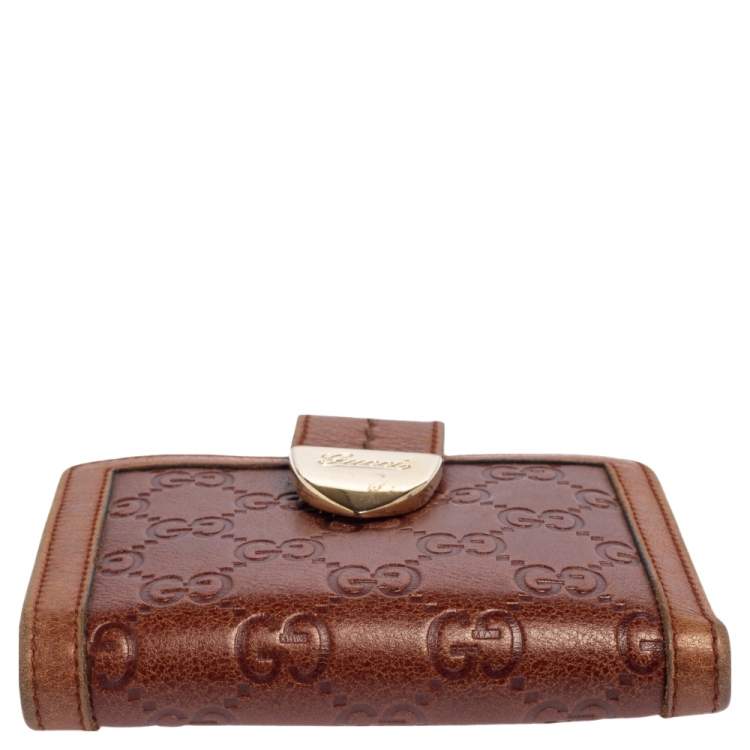 Pre Owned Gucci Brown Guccissima Leather French Wallet