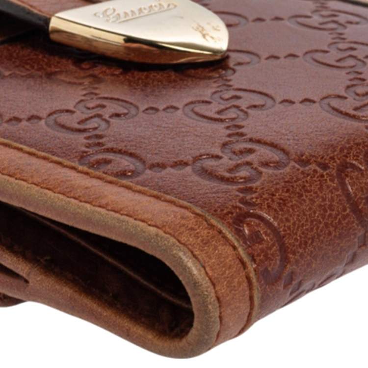 Pre Owned Gucci Brown Guccissima Leather French Wallet