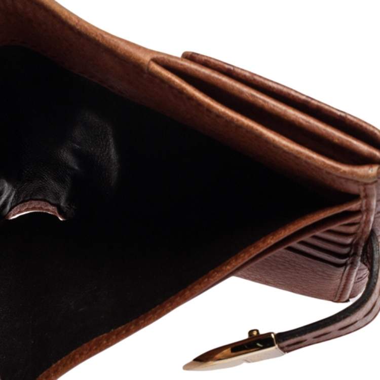 Pre Owned Gucci Brown Guccissima Leather French Wallet
