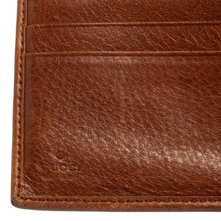 Pre Owned Gucci Brown Guccissima Leather French Wallet