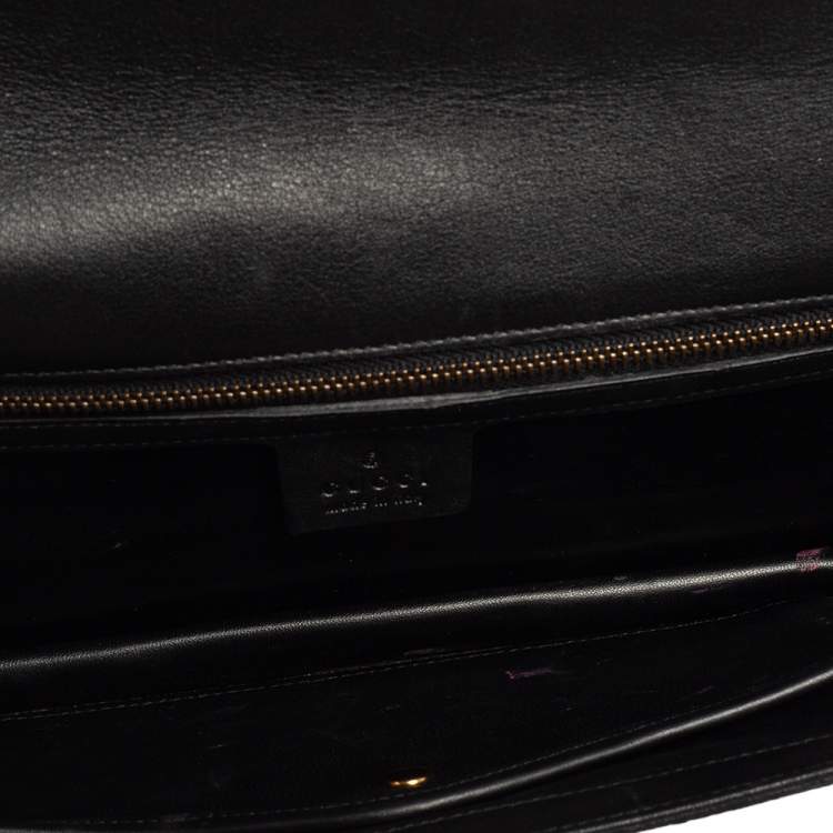 Pre Owned Gucci Iridescent Pink Crackled Leather 58 Clutch 