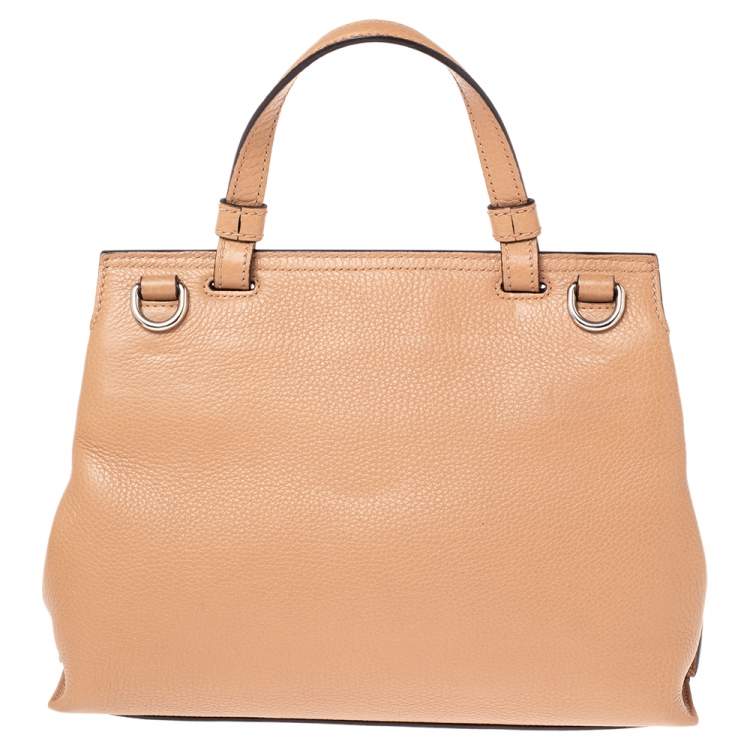 Pre Owned Gucci Beige Leather Small Bamboo Daily Top Handle Bag