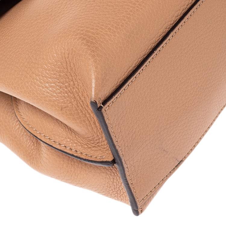 Pre Owned Gucci Beige Leather Small Bamboo Daily Top Handle Bag