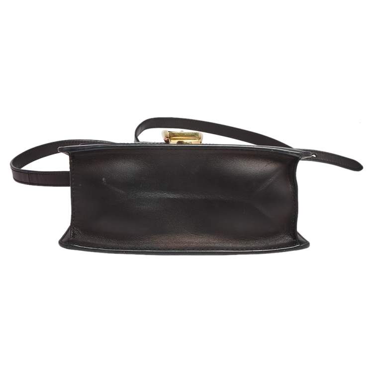 Pre Owned Gucci Black Leather Mini Sylvie Top Handle Bag