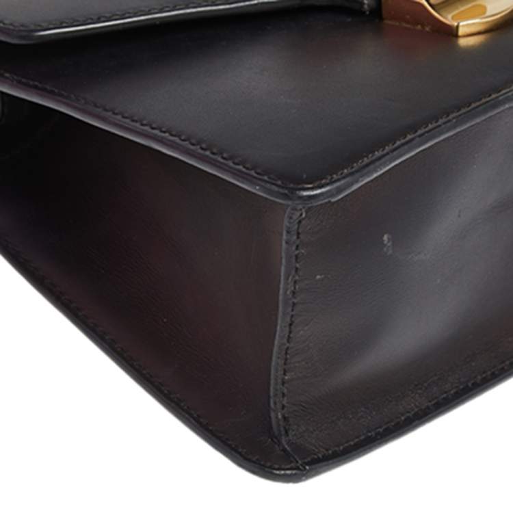 Pre Owned Gucci Black Leather Mini Sylvie Top Handle Bag