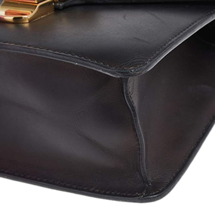 Pre Owned Gucci Black Leather Mini Sylvie Top Handle Bag