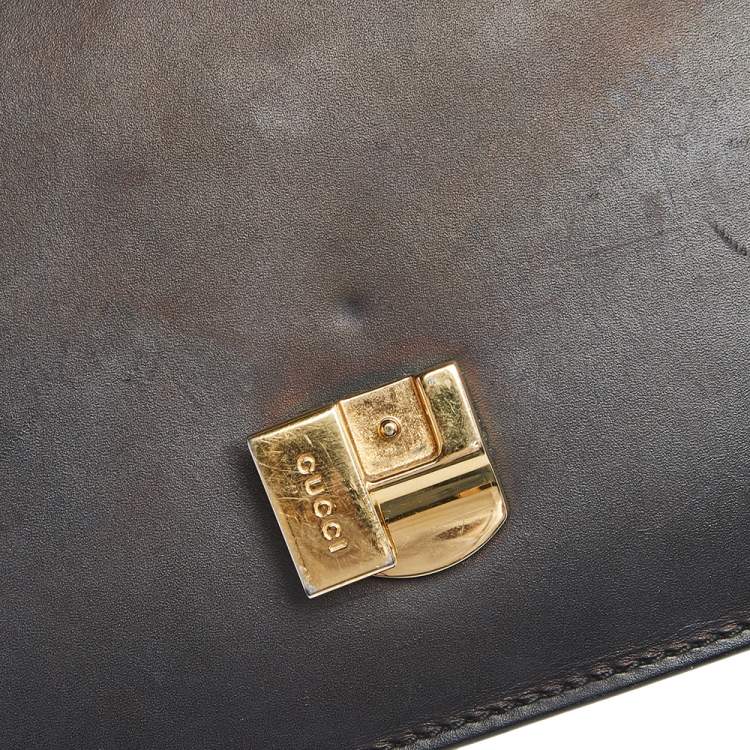 Pre Owned Gucci Black Leather Mini Sylvie Top Handle Bag