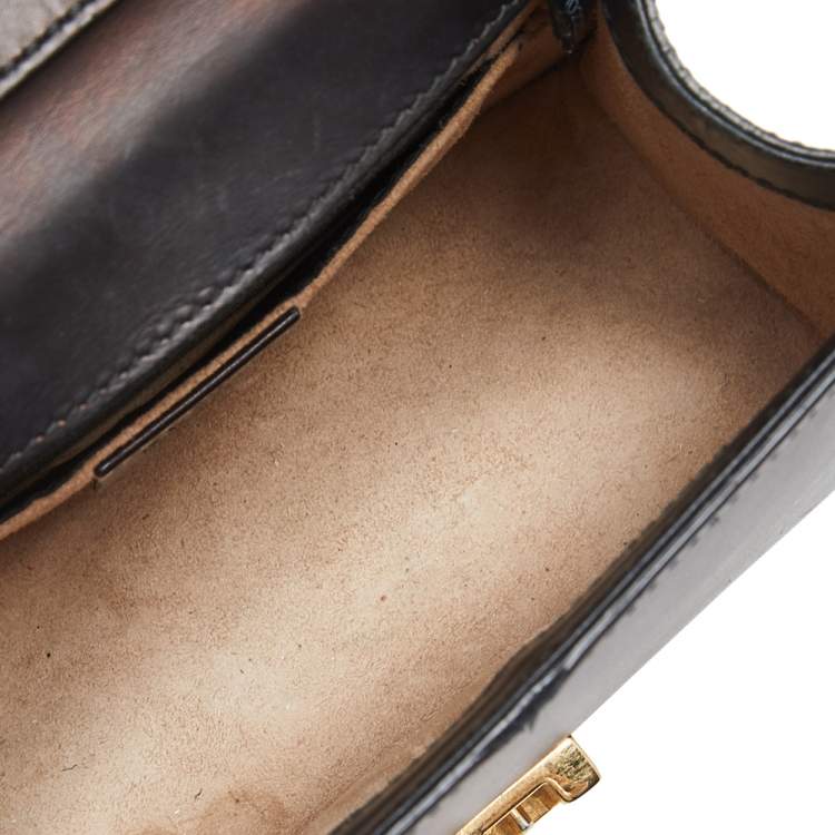 Pre Owned Gucci Black Leather Mini Sylvie Top Handle Bag
