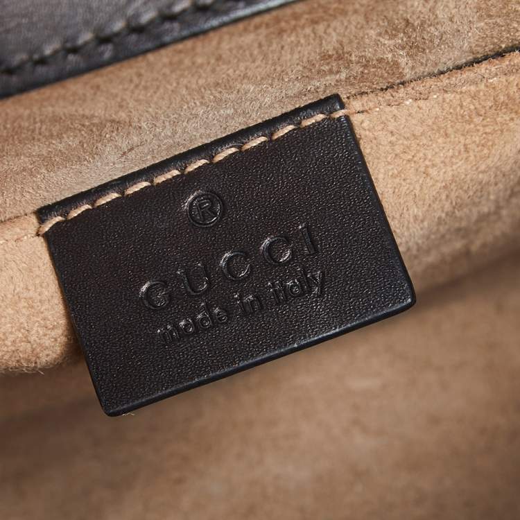 Pre Owned Gucci Black Leather Mini Sylvie Top Handle Bag