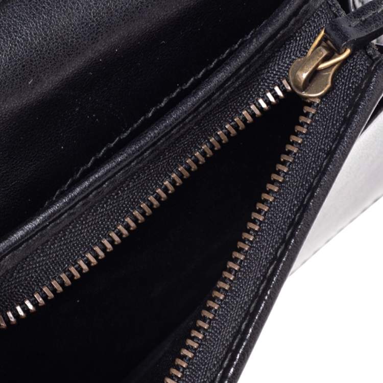 Pre Owned Gucci Black Matelassé Leather GG Marmont Card Case