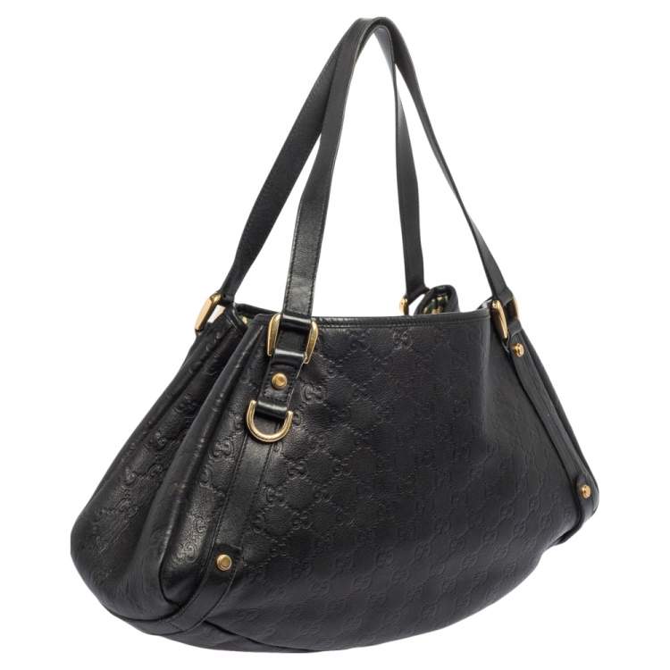 مملوكة مسبقًا Gucci Black Guccissima Leather Abbey Tote