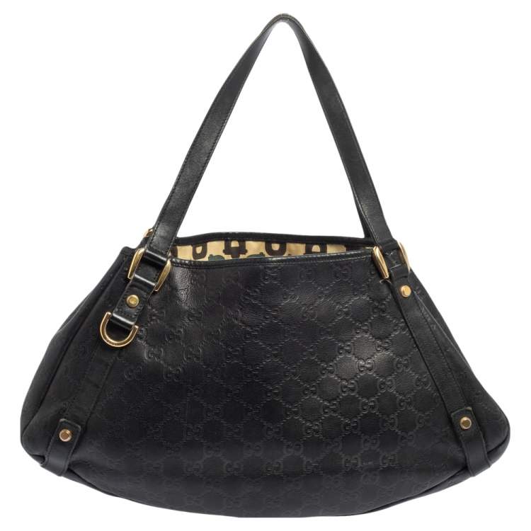 مملوكة مسبقًا Gucci Black Guccissima Leather Abbey Tote