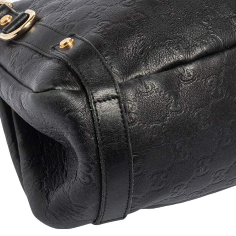 مملوكة مسبقًا Gucci Black Guccissima Leather Abbey Tote