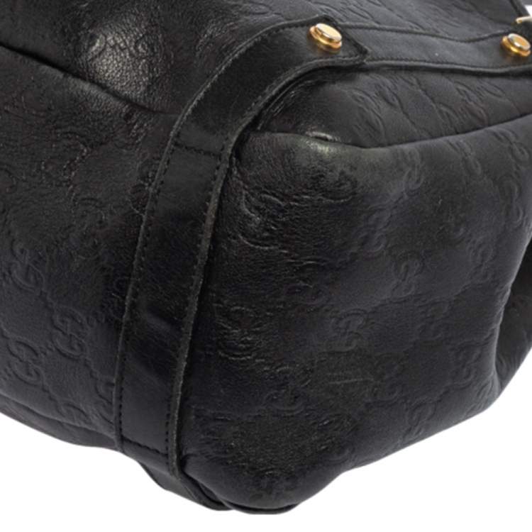 مملوكة مسبقًا Gucci Black Guccissima Leather Abbey Tote