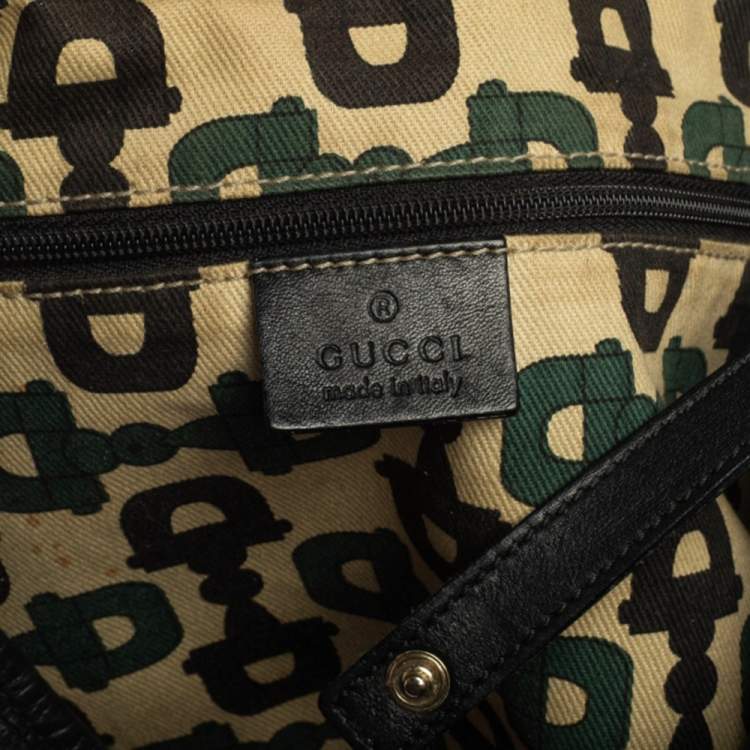 مملوكة مسبقًا Gucci Black Guccissima Leather Abbey Tote