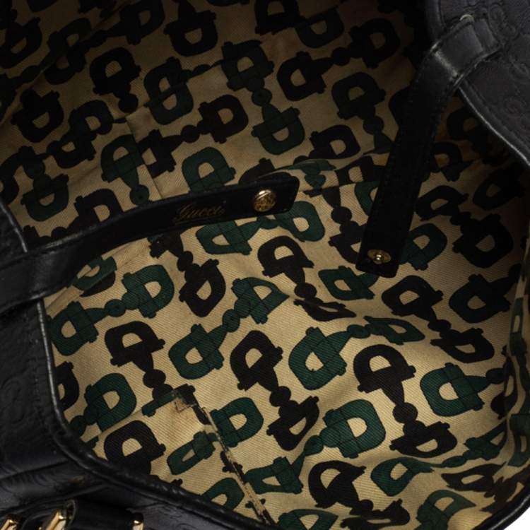 مملوكة مسبقًا Gucci Black Guccissima Leather Abbey Tote