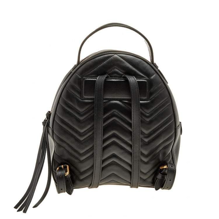 مملوكة مسبقًا Gucci Black Chevron Quilted Leather GG Marmont Backpack