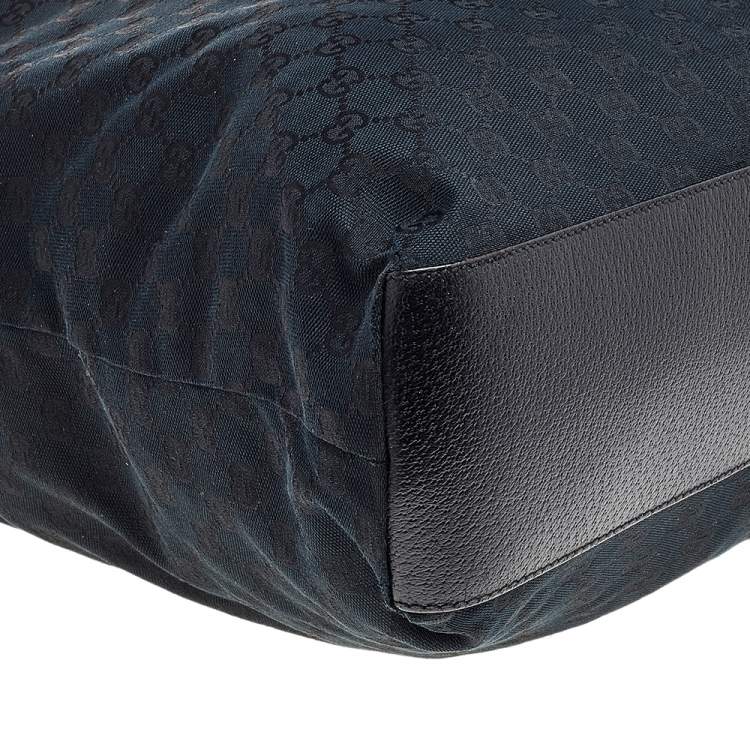 Pre Owned Gucci Black GG Canvas Large Web Handle Vertical Tote Bag