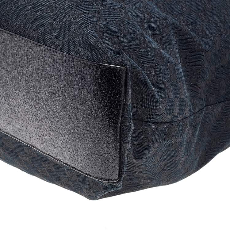 Pre Owned Gucci Black GG Canvas Large Web Handle Vertical Tote Bag