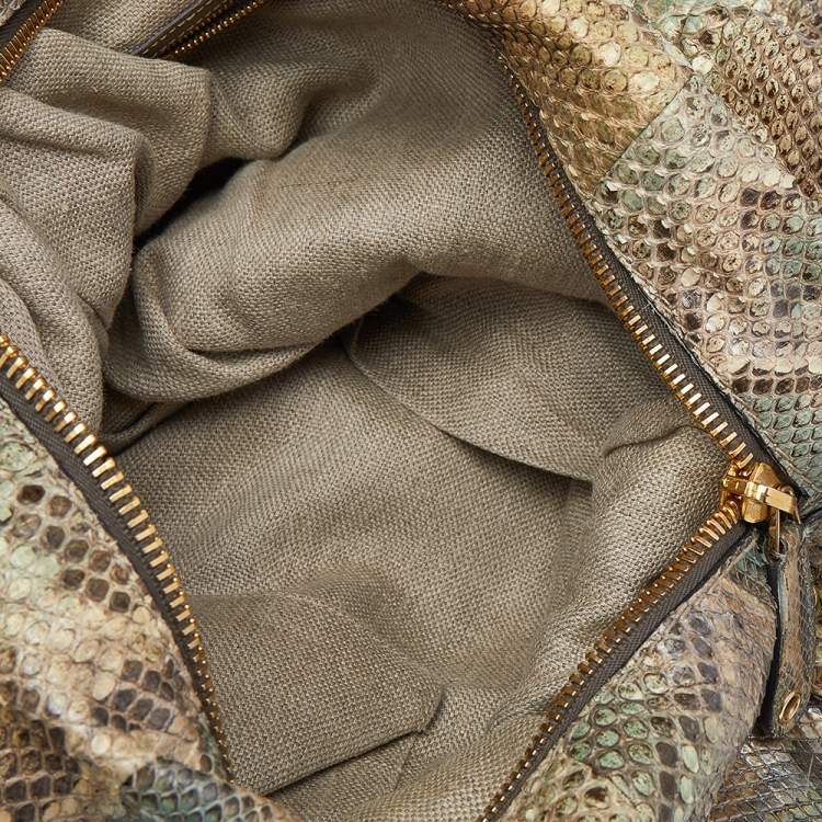 Pre Owned Gucci Beige/Green Python Large Darwin Convertible Backpack