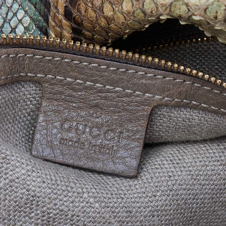 Pre Owned Gucci Beige/Green Python Large Darwin Convertible Backpack