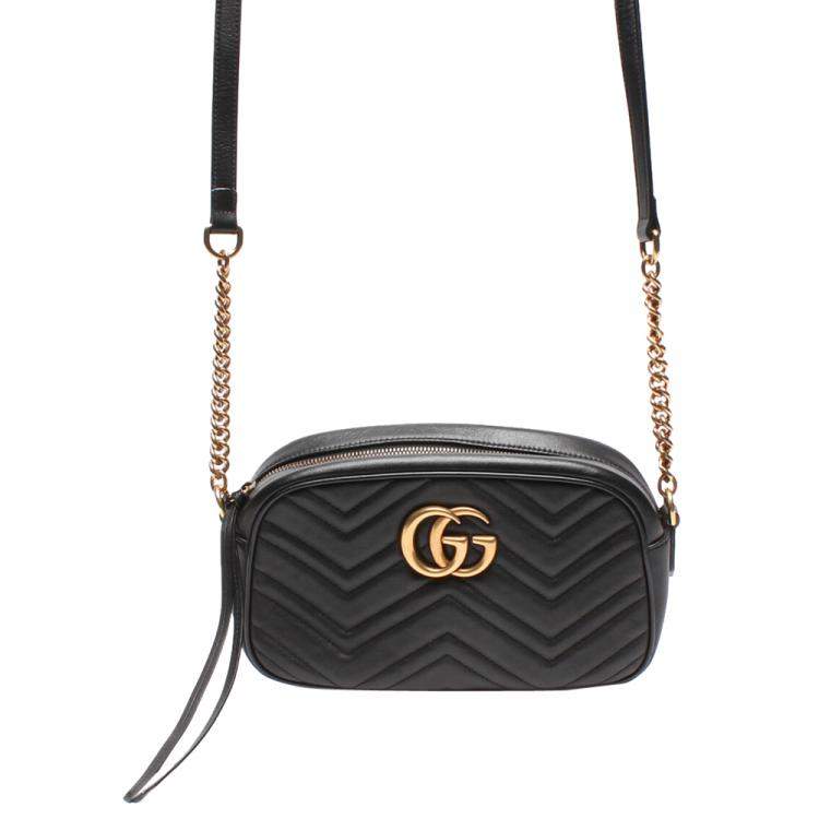 Gucci Black Leather GG Marmont Bag Gucci The Luxury Closet