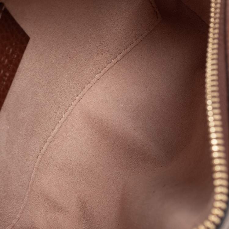 Pre Owned Gucci Blue/Tan GG Denim and Leather Mini Ophidia Crossbody Bag   