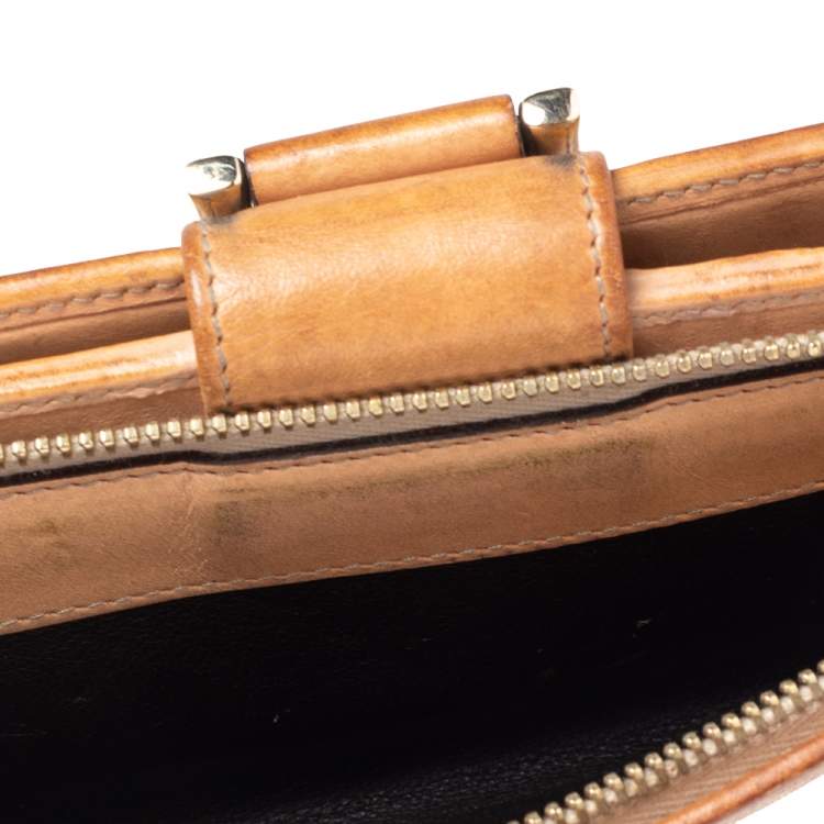 Pre Owned Gucci Metallic Beige GG Canvas and Leather D Ring Continental Wallet