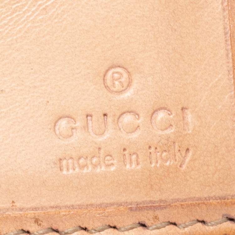 Pre Owned Gucci Metallic Beige GG Canvas and Leather D Ring Continental Wallet