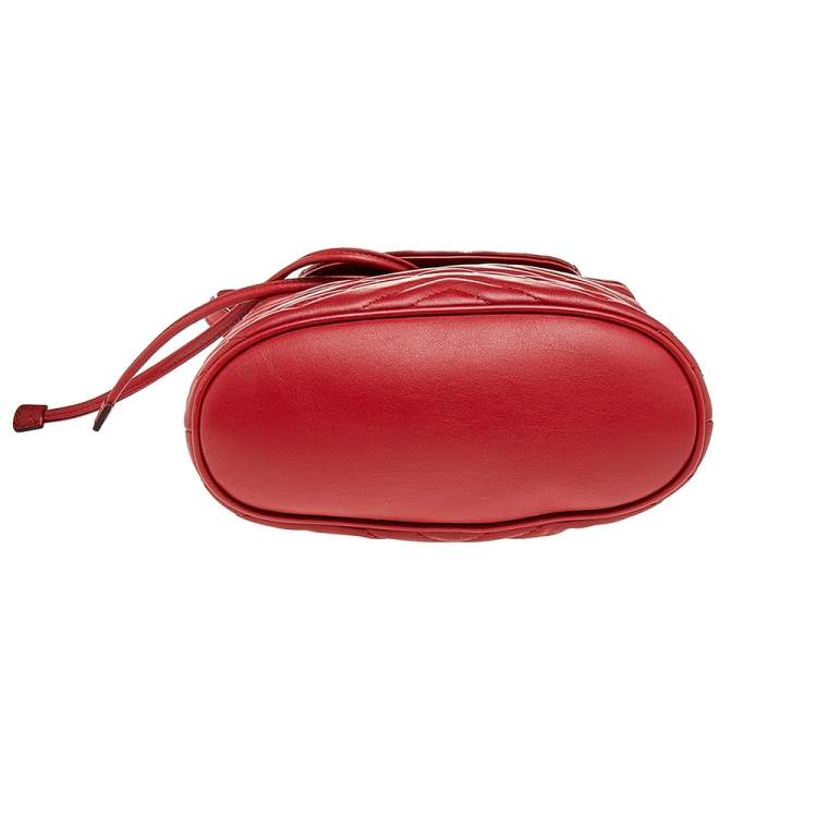 Pre Owned Gucci Red Quilted Leather GG Marmont Backpack