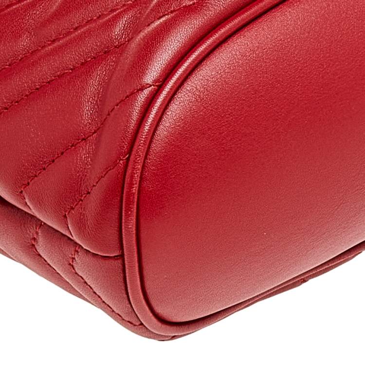 Pre Owned Gucci Red Quilted Leather GG Marmont Backpack