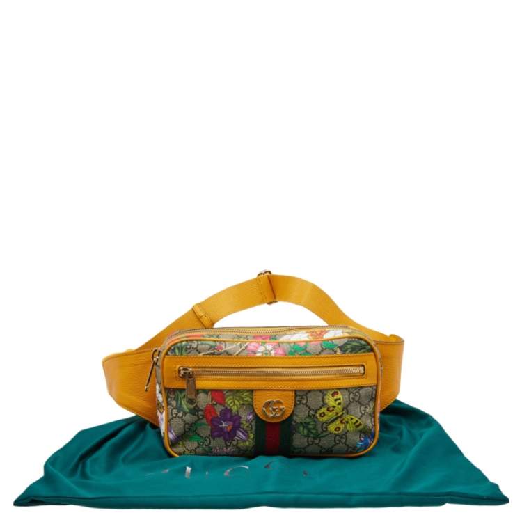 Pre Owned Gucci Multicolor Flora GG Supreme Coated Canvas And Leather Ophidia Belt Bag