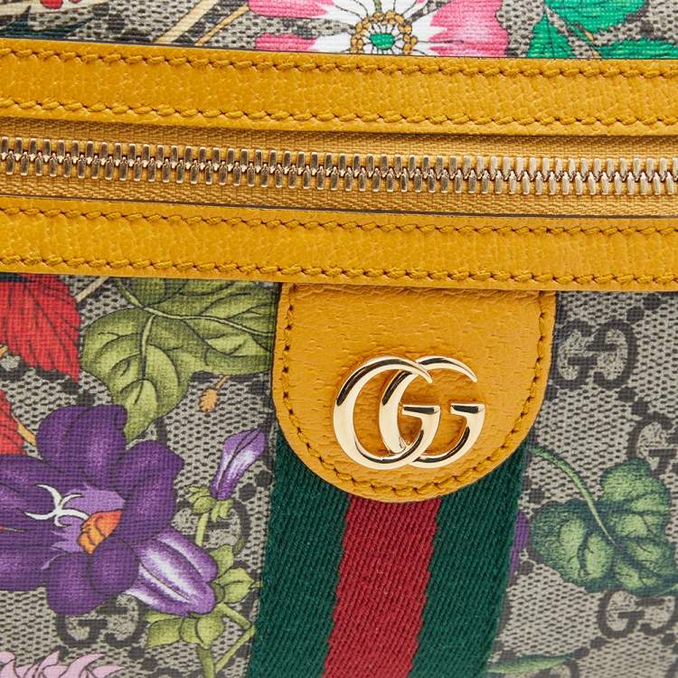 Pre Owned Gucci Multicolor Flora GG Supreme Coated Canvas And Leather Ophidia Belt Bag