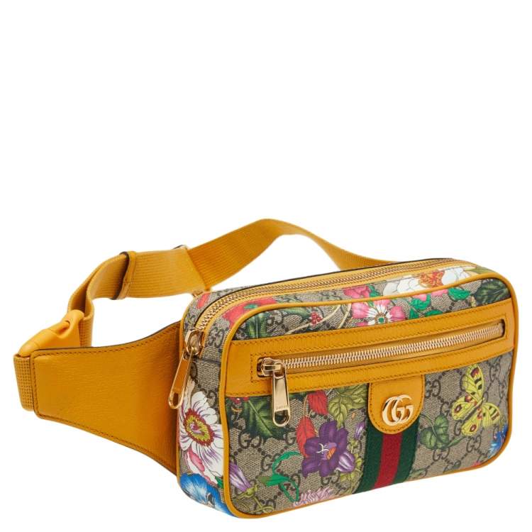 Pre Owned Gucci Multicolor Flora GG Supreme Coated Canvas And Leather Ophidia Belt Bag