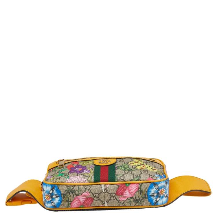 Pre Owned Gucci Multicolor Flora GG Supreme Coated Canvas And Leather Ophidia Belt Bag