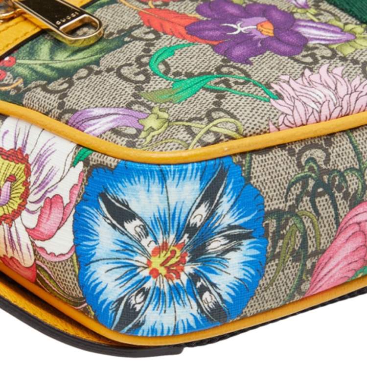 Pre Owned Gucci Multicolor Flora GG Supreme Coated Canvas And Leather Ophidia Belt Bag