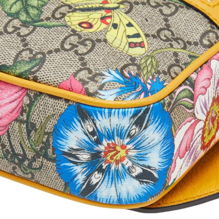 Pre Owned Gucci Multicolor Flora GG Supreme Coated Canvas And Leather Ophidia Belt Bag