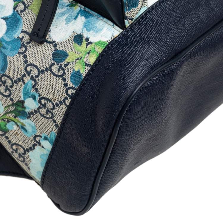 Pre Owned Gucci Beige/Blue GG Blooms Supreme Canvas and Leather Backpack