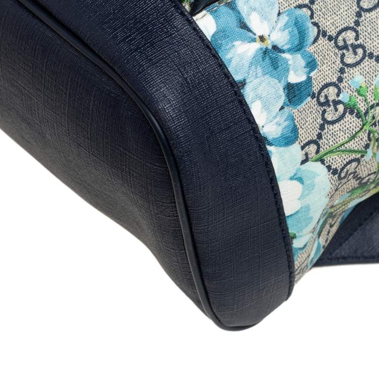 Pre Owned Gucci Beige/Blue GG Blooms Supreme Canvas and Leather Backpack