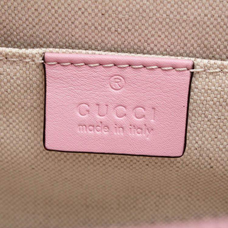 Pre Owned Gucci Pink Calf Leather Medium Bamboo Dionysus Embroidered Top Handle Bag