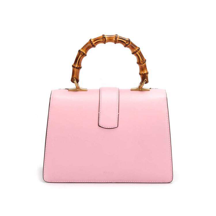 Pre Owned Gucci Pink Calf Leather Medium Bamboo Dionysus Embroidered Top Handle Bag
