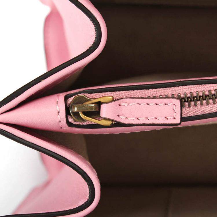 Pre Owned Gucci Pink Calf Leather Medium Bamboo Dionysus Embroidered Top Handle Bag