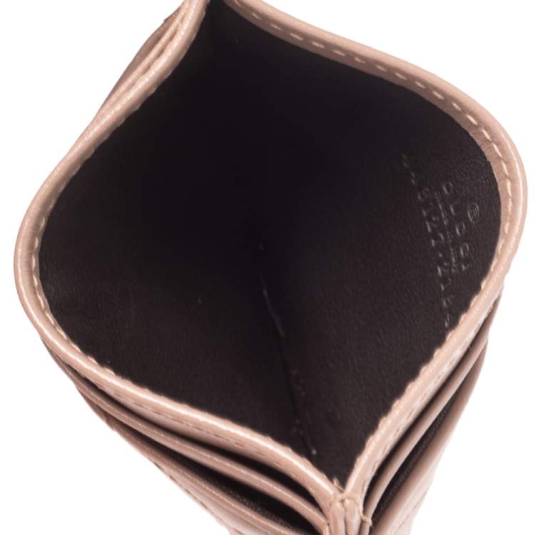 Pre Owned Gucci Beige Matelasse Leather GG Marmont Card Holder