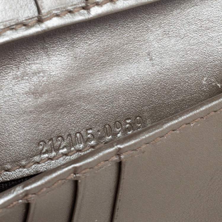 Pre Owned Gucci Metallic Silver GG Imprime Canvas Trifold Wallet