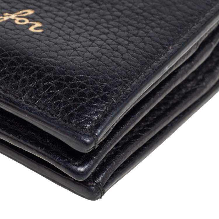 Pre Owned Gucci Black Leather Blind For Love Bee Accent Bifold Wallet